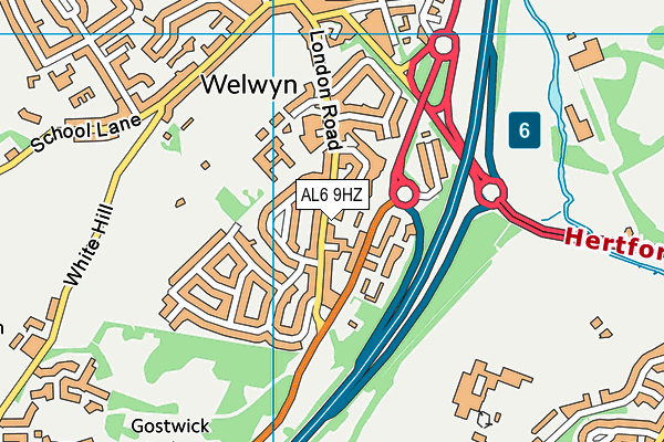 AL6 9HZ map - OS VectorMap District (Ordnance Survey)