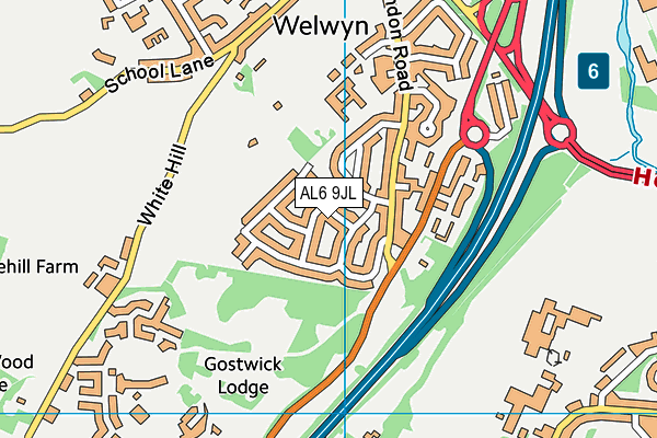 AL6 9JL map - OS VectorMap District (Ordnance Survey)