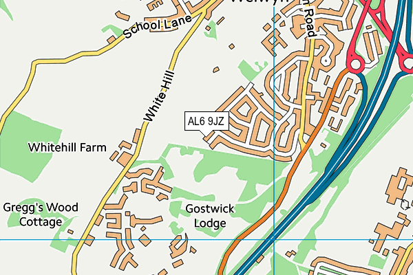 AL6 9JZ map - OS VectorMap District (Ordnance Survey)