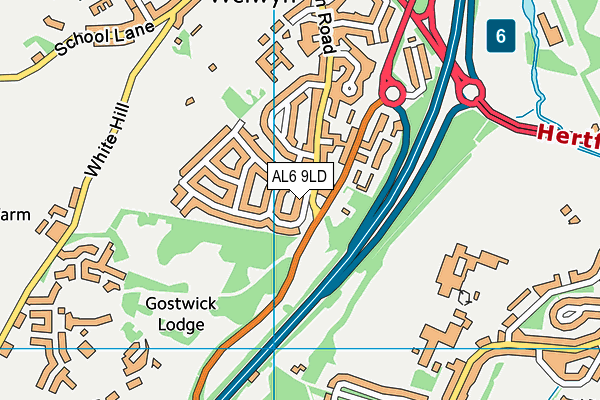 AL6 9LD map - OS VectorMap District (Ordnance Survey)