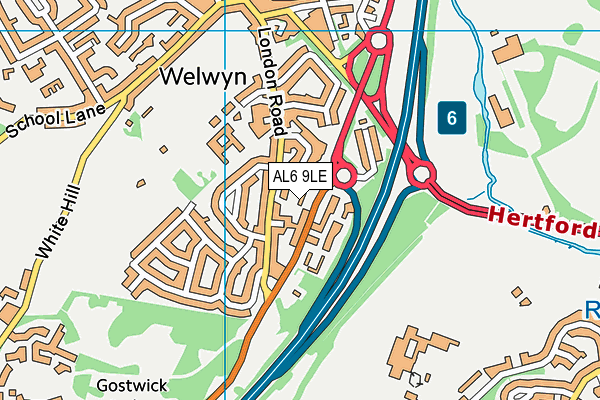 AL6 9LE map - OS VectorMap District (Ordnance Survey)