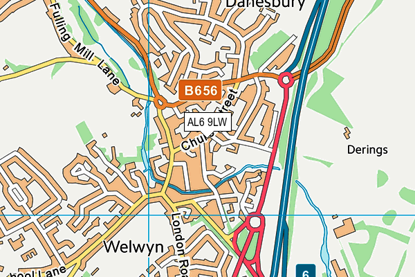 AL6 9LW map - OS VectorMap District (Ordnance Survey)