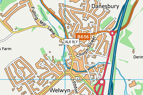 AL6 9LY map - OS VectorMap District (Ordnance Survey)