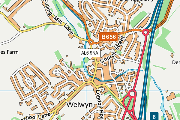 AL6 9NA map - OS VectorMap District (Ordnance Survey)