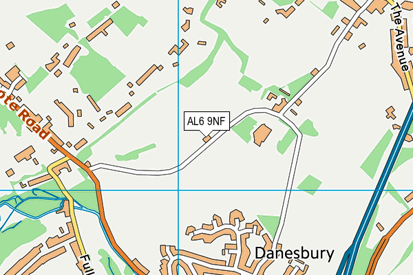 AL6 9NF map - OS VectorMap District (Ordnance Survey)