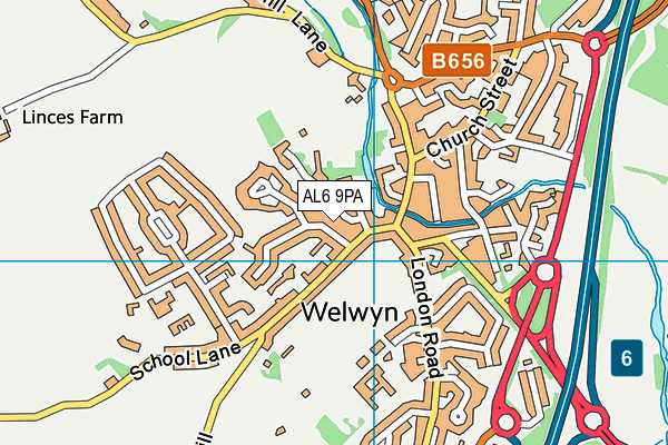 AL6 9PA map - OS VectorMap District (Ordnance Survey)