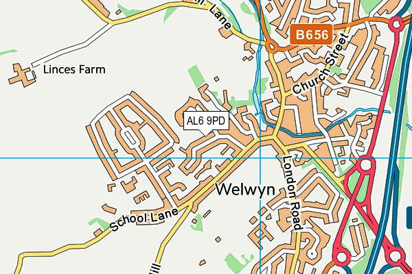 AL6 9PD map - OS VectorMap District (Ordnance Survey)