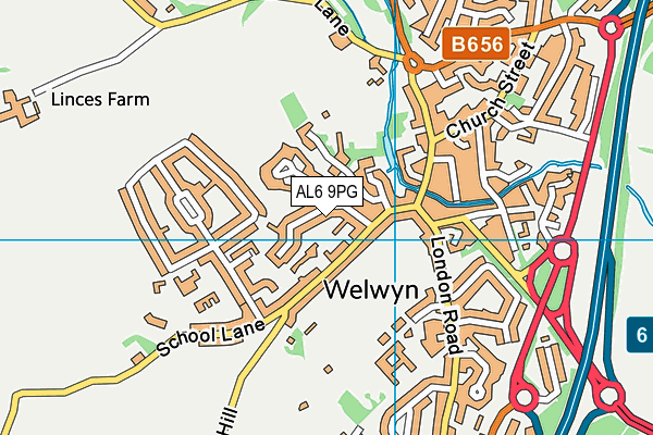 AL6 9PG map - OS VectorMap District (Ordnance Survey)