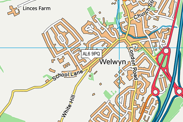 AL6 9PQ map - OS VectorMap District (Ordnance Survey)