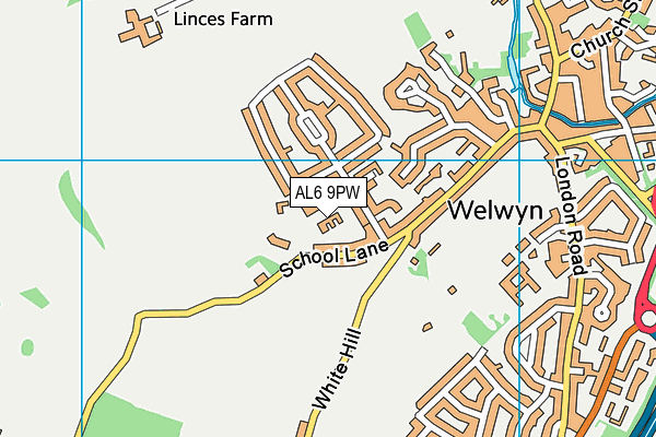 AL6 9PW map - OS VectorMap District (Ordnance Survey)