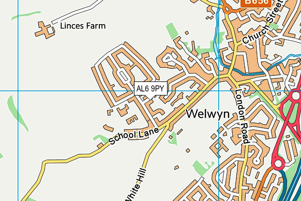 AL6 9PY map - OS VectorMap District (Ordnance Survey)