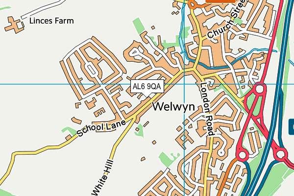 AL6 9QA map - OS VectorMap District (Ordnance Survey)