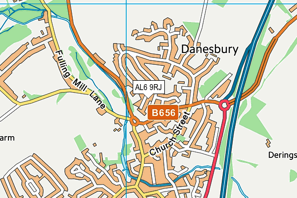 AL6 9RJ map - OS VectorMap District (Ordnance Survey)