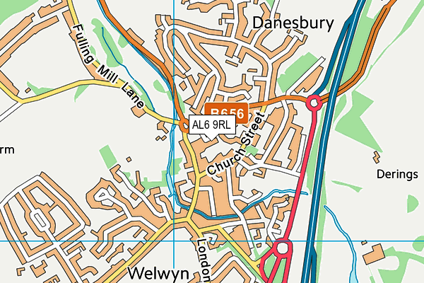 AL6 9RL map - OS VectorMap District (Ordnance Survey)