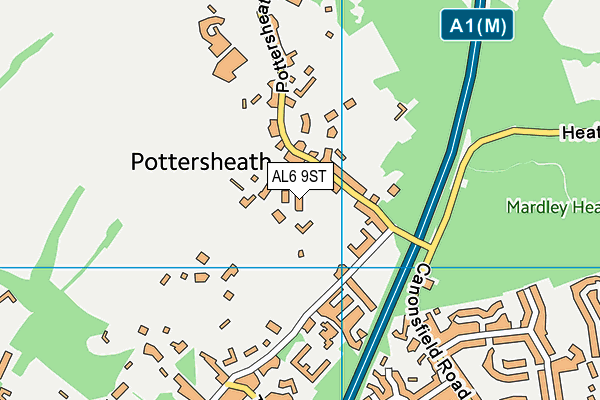 AL6 9ST map - OS VectorMap District (Ordnance Survey)