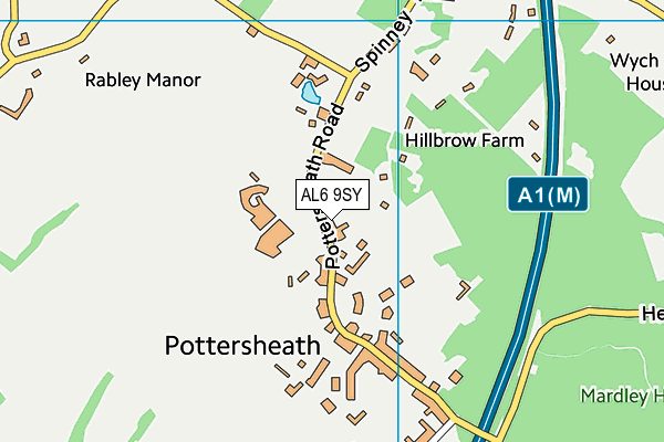 AL6 9SY map - OS VectorMap District (Ordnance Survey)