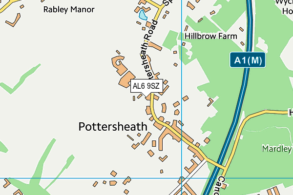 AL6 9SZ map - OS VectorMap District (Ordnance Survey)