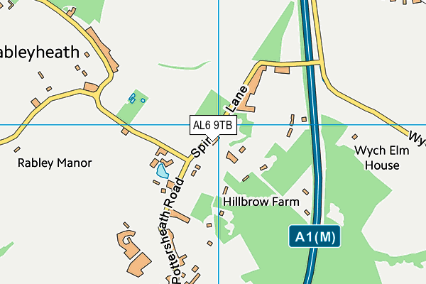 AL6 9TB map - OS VectorMap District (Ordnance Survey)