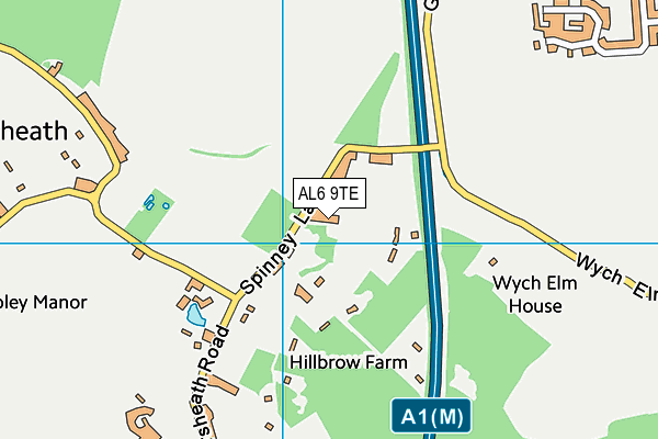 AL6 9TE map - OS VectorMap District (Ordnance Survey)