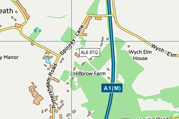 AL6 9TQ map - OS VectorMap District (Ordnance Survey)