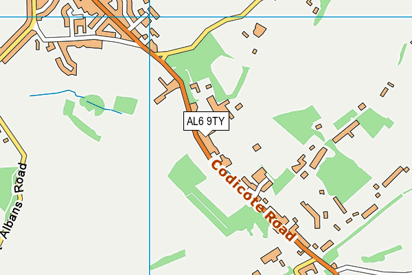 AL6 9TY map - OS VectorMap District (Ordnance Survey)