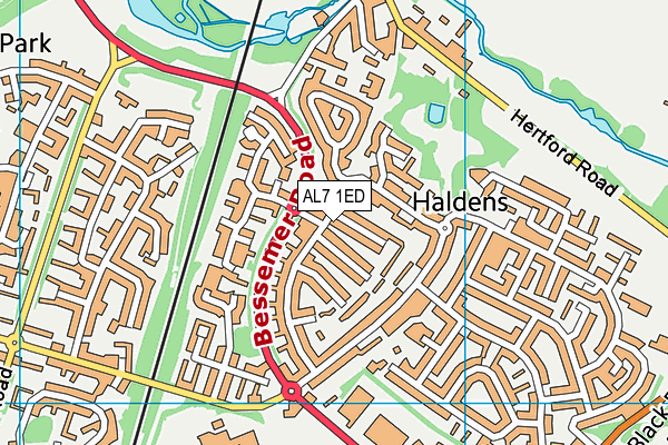 AL7 1ED map - OS VectorMap District (Ordnance Survey)