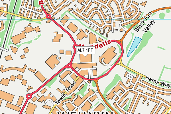 AL7 1FT map - OS VectorMap District (Ordnance Survey)