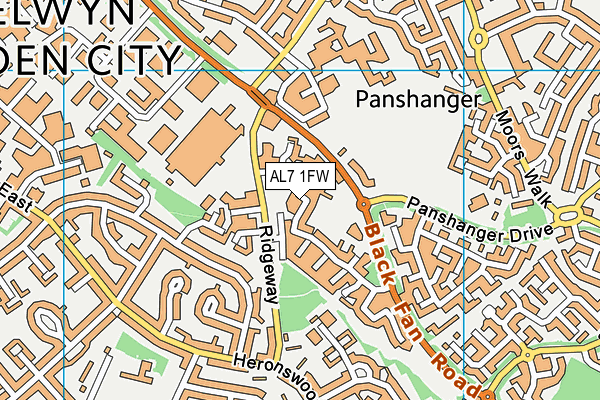 AL7 1FW map - OS VectorMap District (Ordnance Survey)