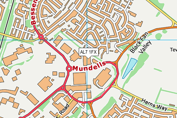 AL7 1FX map - OS VectorMap District (Ordnance Survey)