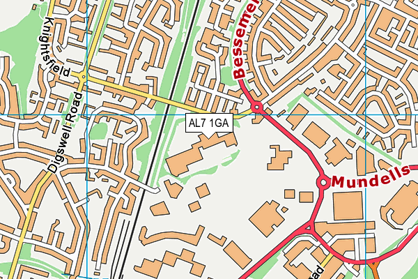 AL7 1GA map - OS VectorMap District (Ordnance Survey)