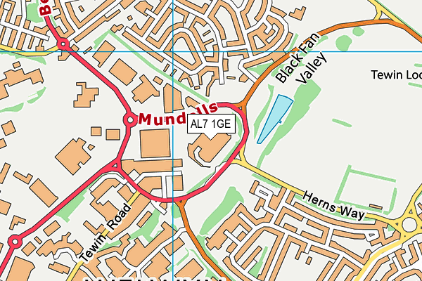 AL7 1GE map - OS VectorMap District (Ordnance Survey)