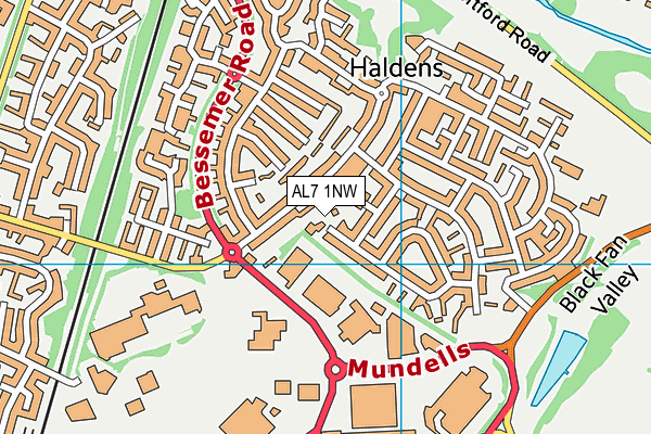 AL7 1NW map - OS VectorMap District (Ordnance Survey)