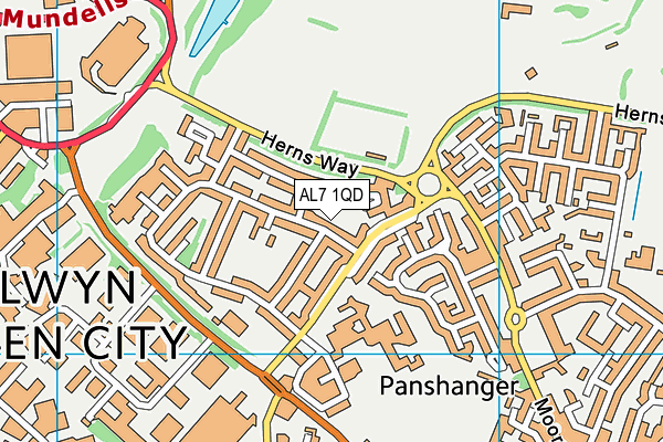 AL7 1QD map - OS VectorMap District (Ordnance Survey)