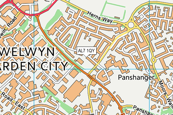 Panshanger Primary School map (AL7 1QY) - OS VectorMap District (Ordnance Survey)