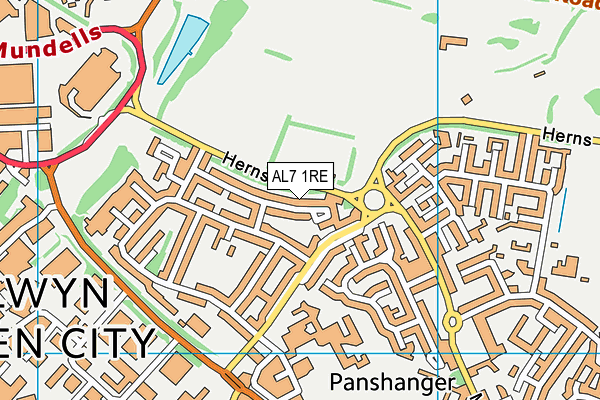 AL7 1RE map - OS VectorMap District (Ordnance Survey)