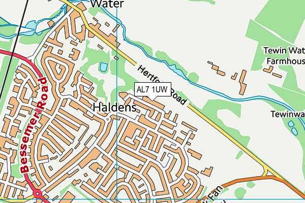AL7 1UW map - OS VectorMap District (Ordnance Survey)