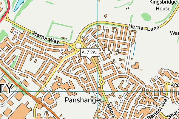 AL7 2AJ map - OS VectorMap District (Ordnance Survey)