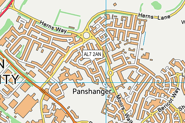 AL7 2AN map - OS VectorMap District (Ordnance Survey)