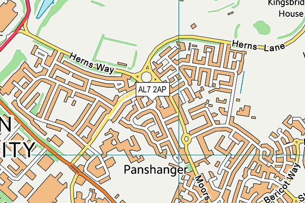 AL7 2AP map - OS VectorMap District (Ordnance Survey)