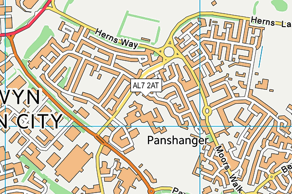 AL7 2AT map - OS VectorMap District (Ordnance Survey)