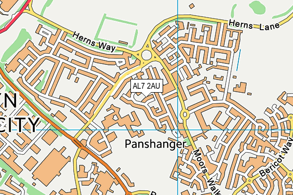 AL7 2AU map - OS VectorMap District (Ordnance Survey)