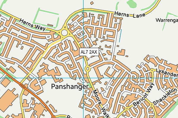 AL7 2AX map - OS VectorMap District (Ordnance Survey)