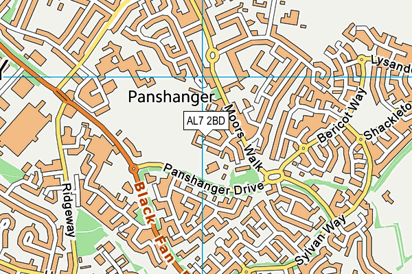 AL7 2BD map - OS VectorMap District (Ordnance Survey)