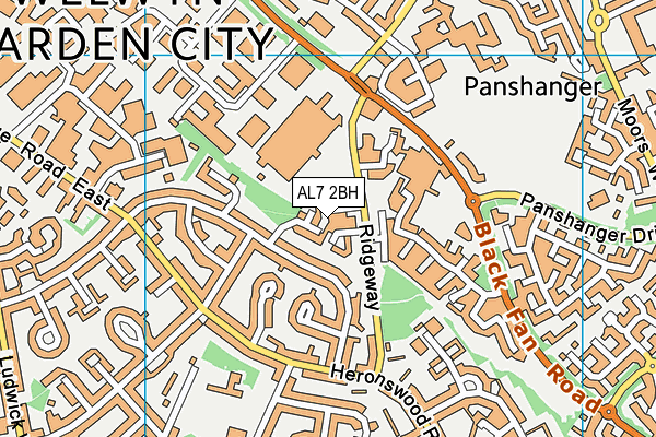 AL7 2BH map - OS VectorMap District (Ordnance Survey)