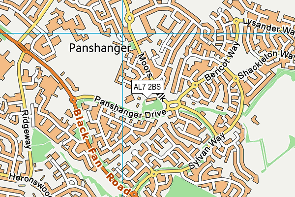 AL7 2BS map - OS VectorMap District (Ordnance Survey)