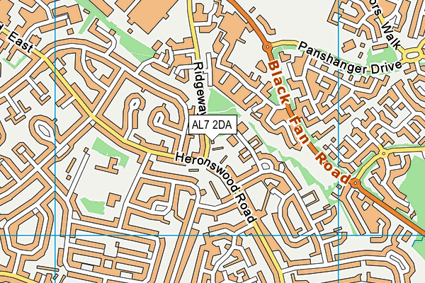 AL7 2DA map - OS VectorMap District (Ordnance Survey)