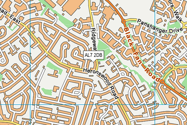 AL7 2DB map - OS VectorMap District (Ordnance Survey)