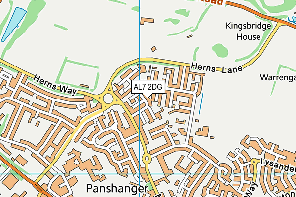 AL7 2DG map - OS VectorMap District (Ordnance Survey)