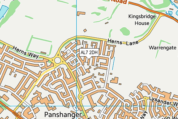 AL7 2DH map - OS VectorMap District (Ordnance Survey)