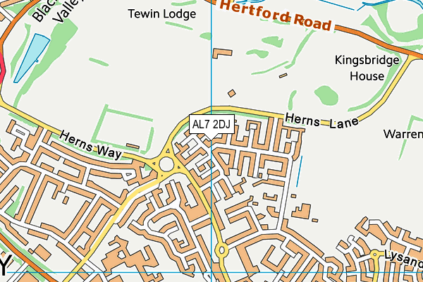 AL7 2DJ map - OS VectorMap District (Ordnance Survey)